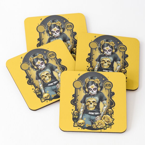 Item preview, Sugar Skull Girl in Black and Gold Frame designed and sold by A78-Designs.