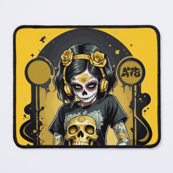 Item preview, Sugar Skull Girl in Black and Gold Frame designed and sold by A78-Designs.