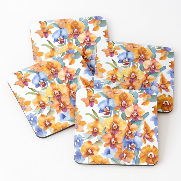 Item preview, Gorgeous Blue and Orange Orchid Watercolor designed and sold by Fredster1966.