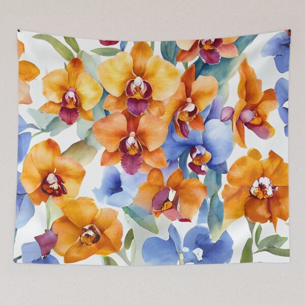 Item preview, Gorgeous Blue and Orange Orchid Watercolor designed and sold by Fredster1966.