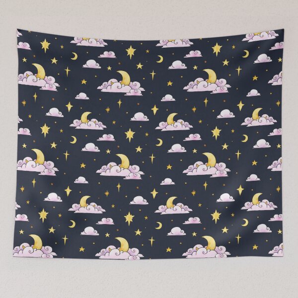 Item preview, Night sky with pink clouds seamless pattern designed and sold by Ellen Wilberg.
