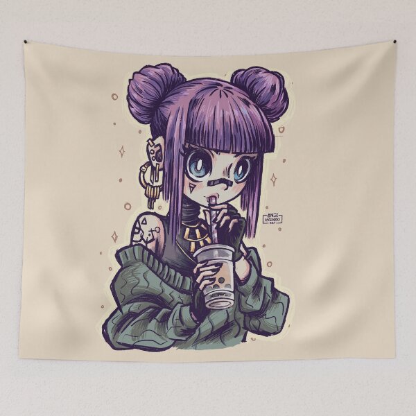 Item preview, girl drinking bobba tea designed and sold by AngiLaguado.