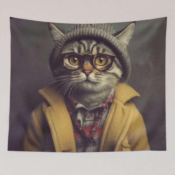 Item preview, Hipster cat 2 designed and sold by hhh-art.