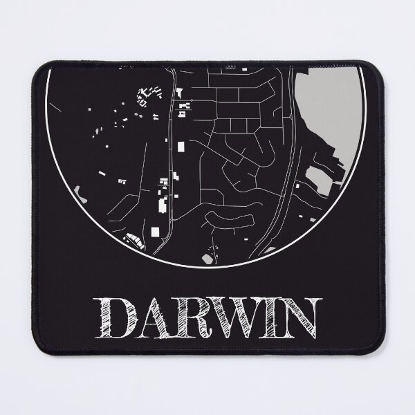 Item preview, Darwin Coordinates - Stylish Monochrome Map Art designed and sold by ElLocoMus.