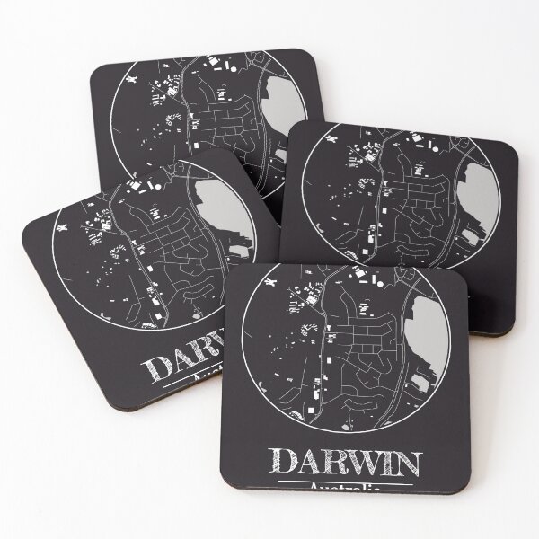 Item preview, Darwin Coordinates - Stylish Monochrome Map Art designed and sold by ElLocoMus.