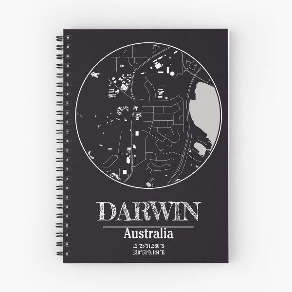 Item preview, Darwin Coordinates - Stylish Monochrome Map Art designed and sold by ElLocoMus.