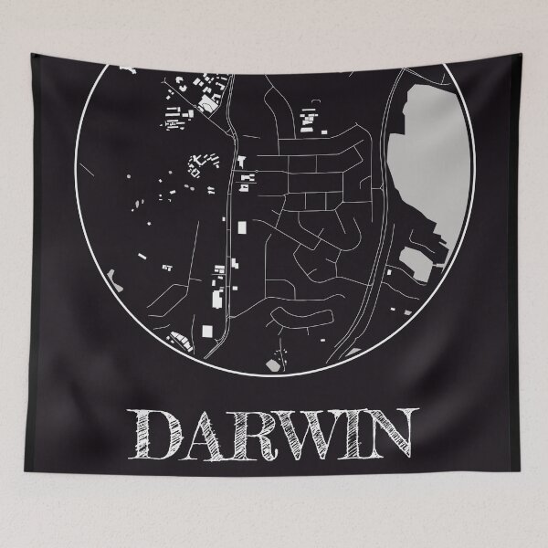Item preview, Darwin Coordinates - Stylish Monochrome Map Art designed and sold by ElLocoMus.