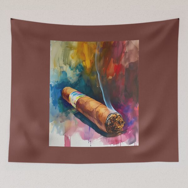 Item preview, Watercolor Whirlwind- An Expressive Dance of Brushstrokes and Cigar Smoke AI Generated designed and sold by OlfactoART Studio.