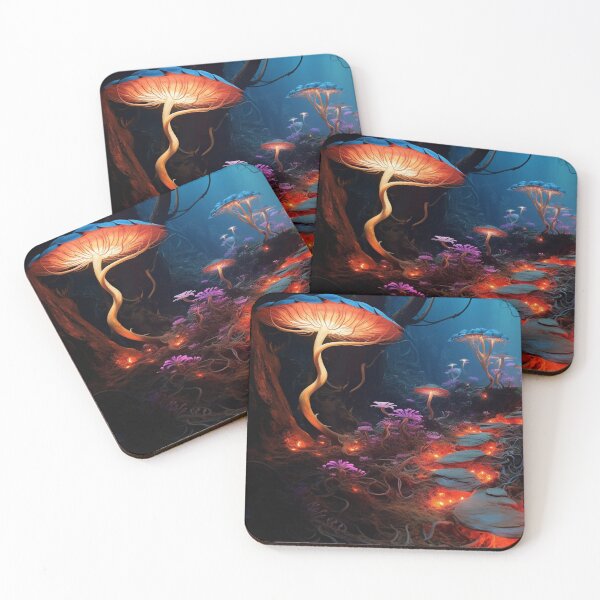 Item preview, Bioluminescent: Magical Mushrooms, Electric Forest, Illuminated Path designed and sold by Fantasy Masterpiece.