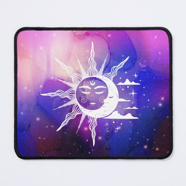Item preview, Cosmic Aesthetic Sun and Moon in Blue and Pink Watercolor Sky designed and sold by Trish Dish.