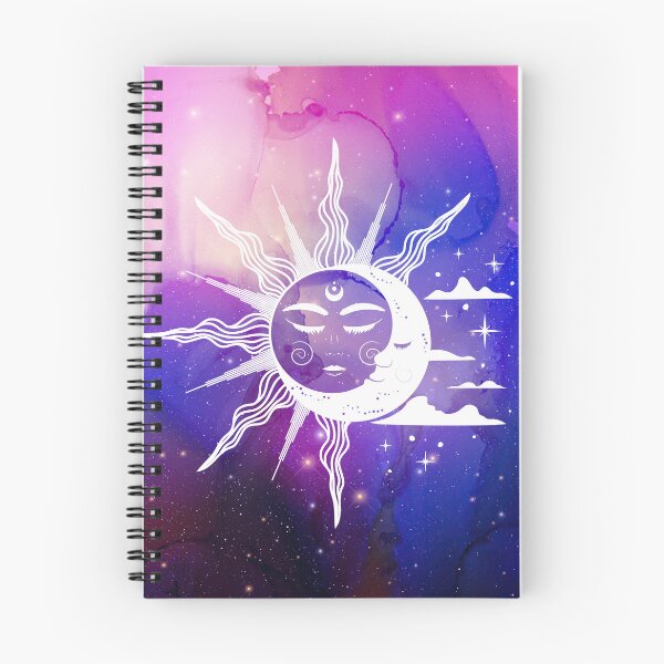 Item preview, Cosmic Aesthetic Sun and Moon in Blue and Pink Watercolor Sky designed and sold by Trish Dish.