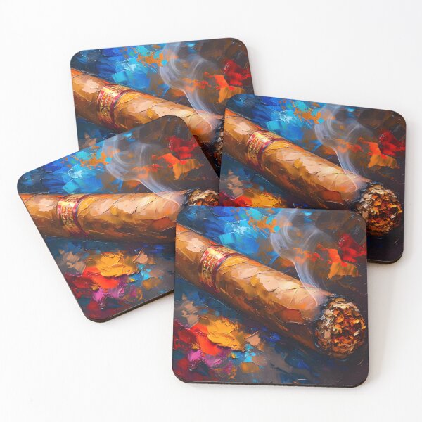 Item preview, Brush and Flow- Capturing Cigar's Essence in Expressive Watercolors AI Generated designed and sold by OlfactoART Studio.