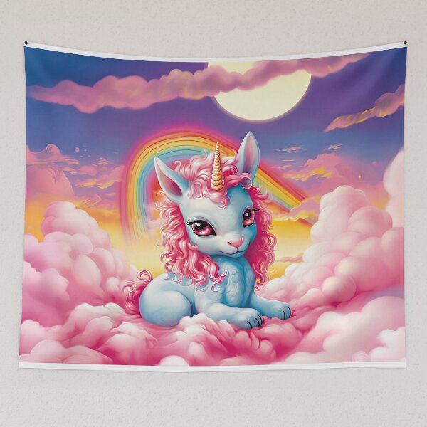 Item preview, Enchanting Y2K Rainbow Blue Unicorn Apparel and Accessories - Embrace the Whimsical Magic! designed and sold by ChromaKins.