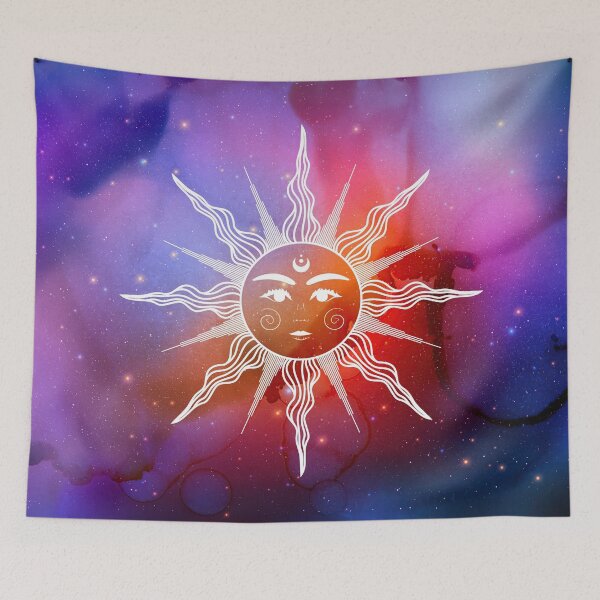 Item preview, Cosmic Aesthetic Sun in Blue and Purple Watercolor Ink Sky designed and sold by Trish Dish.