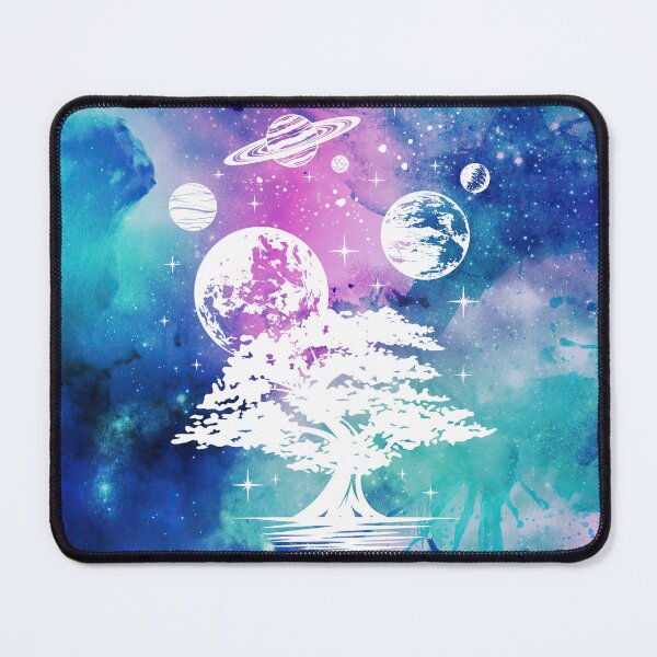 Item preview, Cosmic Aesthetic Tree and Planets in Blue and Pink Watercolor Sky designed and sold by Trish Dish.