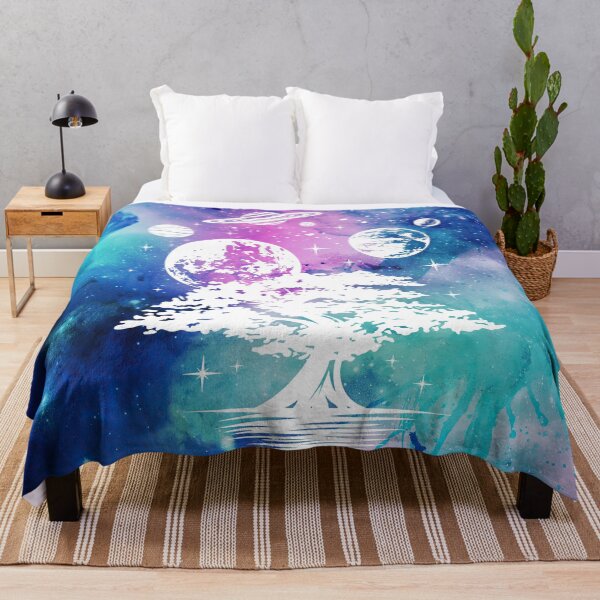 Item preview, Cosmic Aesthetic Tree and Planets in Blue and Pink Watercolor Sky designed and sold by Trish Dish.