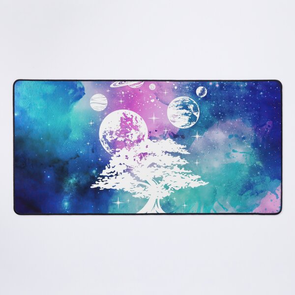 Item preview, Cosmic Aesthetic Tree and Planets in Blue and Pink Watercolor Sky designed and sold by Trish Dish.