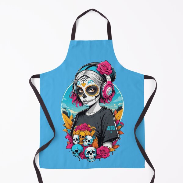 Item preview, Sugar Skull Girl with Pink Headphones and Roses designed and sold by A78-Designs.