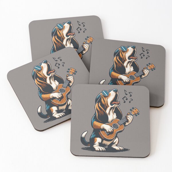 Item preview, Dog Playing Guitar Singing Basset Hound Funny designed and sold by d247.