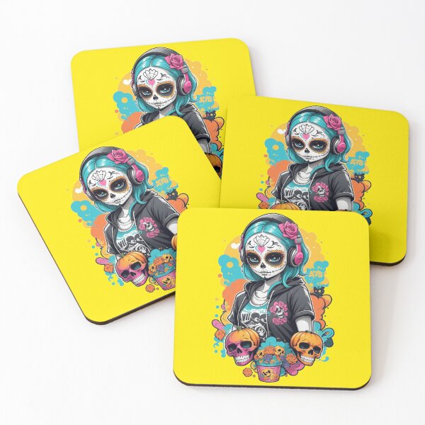 Item preview, Sugar Skull Girl with Orange Skulls designed and sold by A78-Designs.