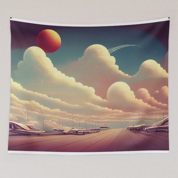 Item preview, Retrofuturistic hovercar parking lot designed and sold by Rebelka.