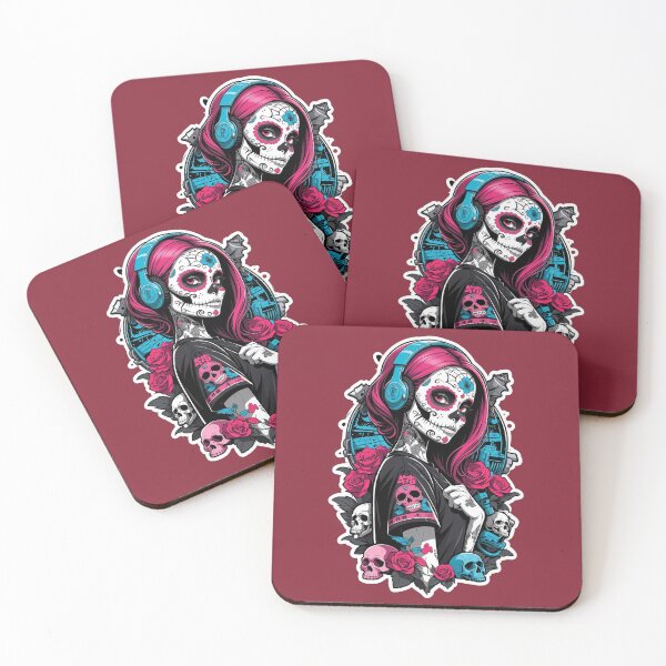 Item preview, Sugar Skull Girl with Red Hair and Skulls designed and sold by A78-Designs.