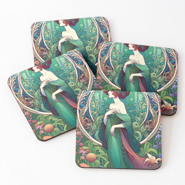 Item preview, Art Nouveau Floral Woman Portrait designed and sold by mymagicstoreus.