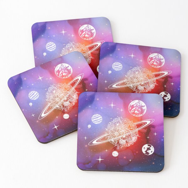 Item preview, Cosmic Flower Planet in Blue and Purple Watercolor Ink Sky designed and sold by Trish Dish.
