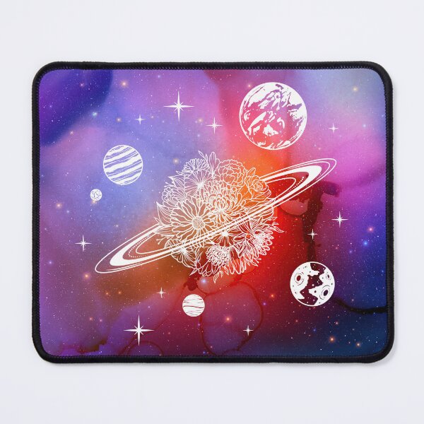 Item preview, Cosmic Flower Planet in Blue and Purple Watercolor Ink Sky designed and sold by Trish Dish.