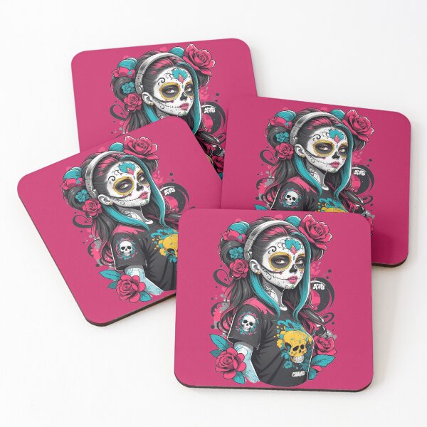 Item preview, Sugar Skull Girl with Red & Blue Highlights designed and sold by A78-Designs.