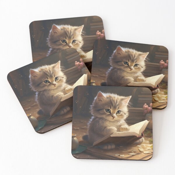 Item preview, Kitten reading book designed and sold by CatsAndDogs-TF.