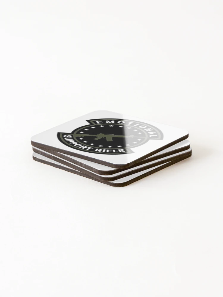 Thumbnail 4 of 5, Coasters (Set of 4), EMTIONAL SUPPORT - RIFLE designed and sold by RENAGADE4LYF.