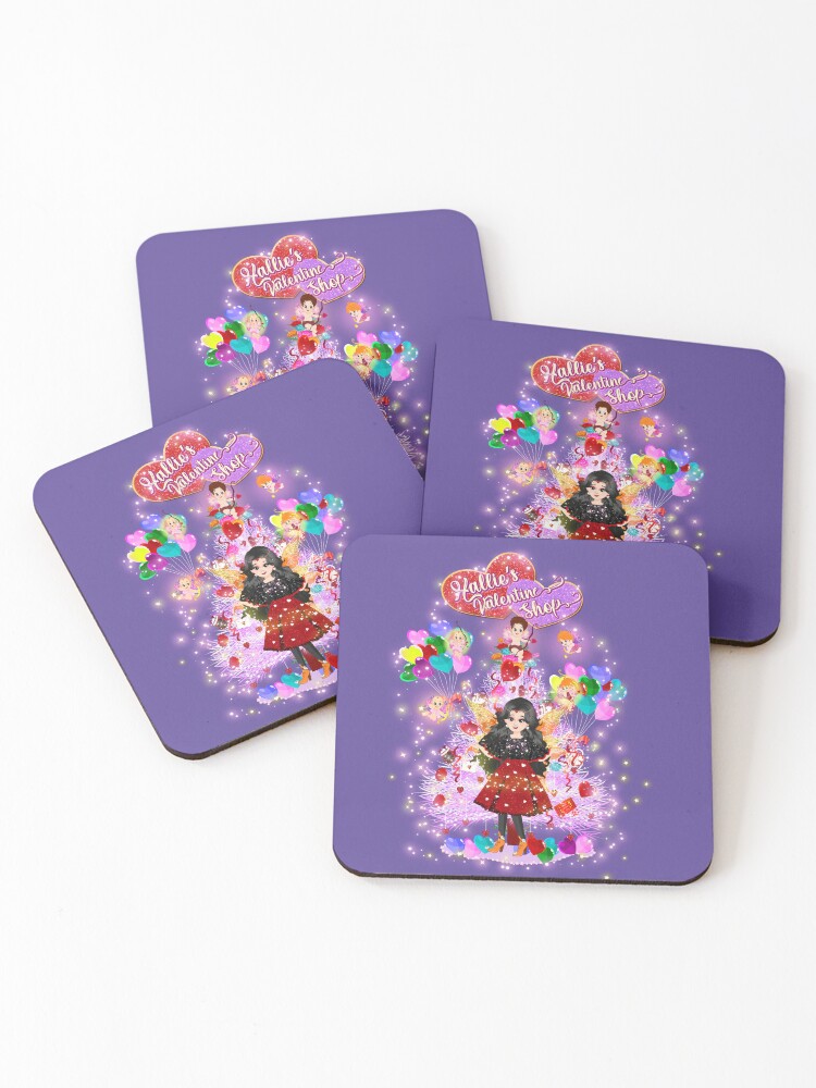 Thumbnail 1 of 5, Coasters (Set of 4), Hallie's Valentine Shop's Valentine Tree designed and sold by FairyBookClub.