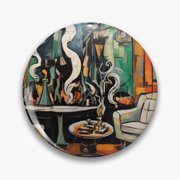 Artikelvorschau, Kunstvoller Rausch – Luxus in den weißen Dämpfen und Whisky-Farbtönen der CIGAR Lounge, die von der KI generiert wurden entworfen und verkauft von OlfactoART Studio.