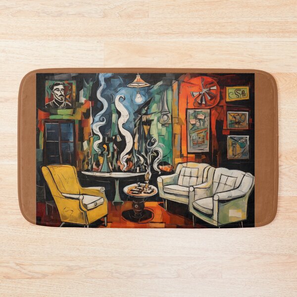 Artikelvorschau, Kunstvoller Rausch – Luxus in den weißen Dämpfen und Whisky-Farbtönen der CIGAR Lounge, die von der KI generiert wurden entworfen und verkauft von OlfactoART Studio.