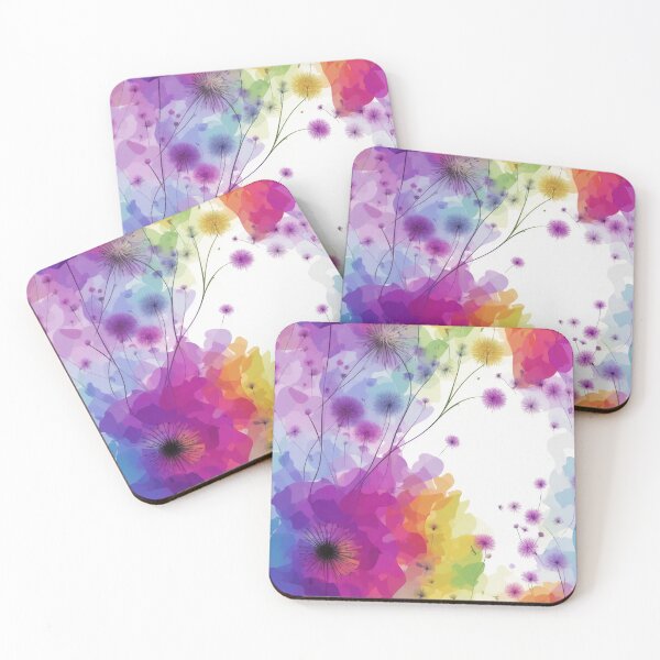 Item preview, Abstract rainbow dandelions flower pattern designed and sold by CoolPixels.