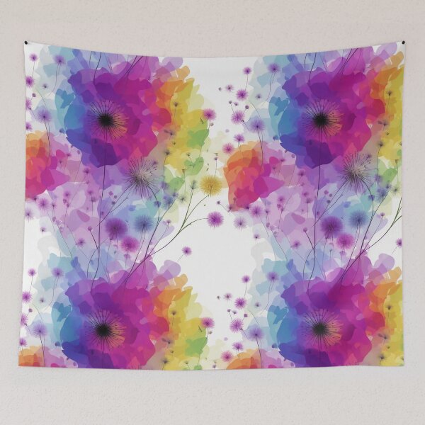 Item preview, Abstract rainbow dandelions flower pattern designed and sold by CoolPixels.