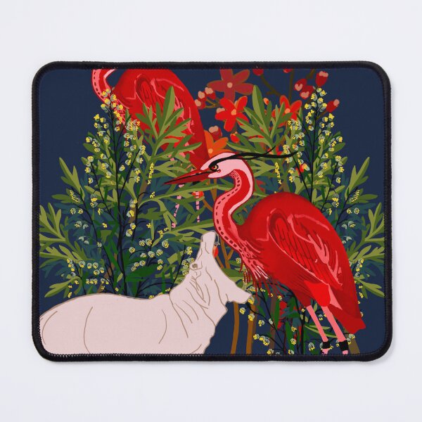 Item preview, Unfazed bird versus hippopotamus in jungle. designed and sold by Meteryards.