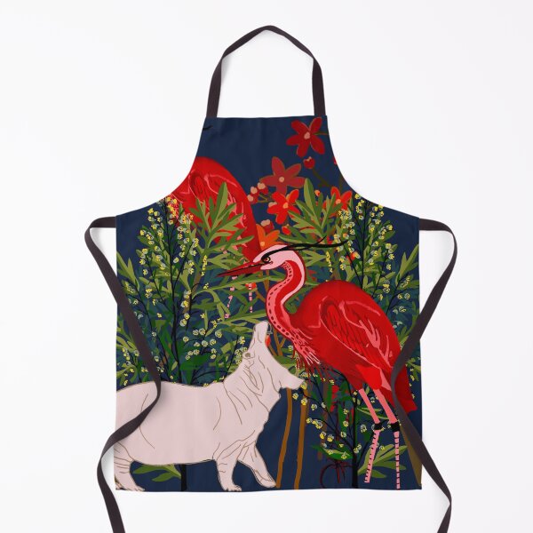 Item preview, Unfazed bird versus hippopotamus in jungle. designed and sold by Meteryards.