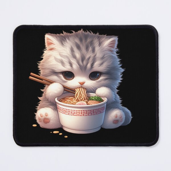 Item preview, Kawaii Kitten Eating Ramen 4 designed and sold by Totally4Ryo.