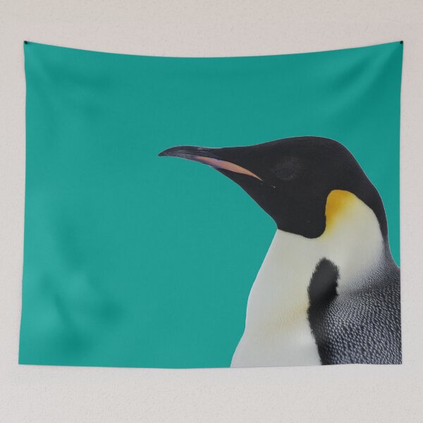 Item preview, Emperor Penguin Side Profile Shot (Teal #03A096 background)  designed and sold by SBPenguins.