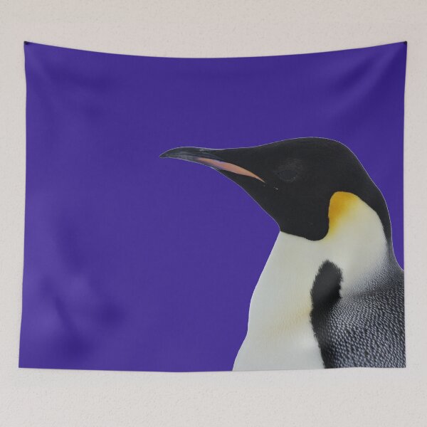 Item preview, Emperor Penguin Side Profile Shot (Dark Purple #3A2096 background)  designed and sold by SBPenguins.