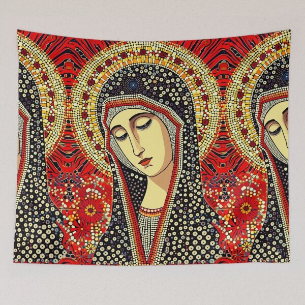 Item preview, Eastern Rite Majesty - Madonna in Pointillist Detail Art Print designed and sold by Nicholas Panek.