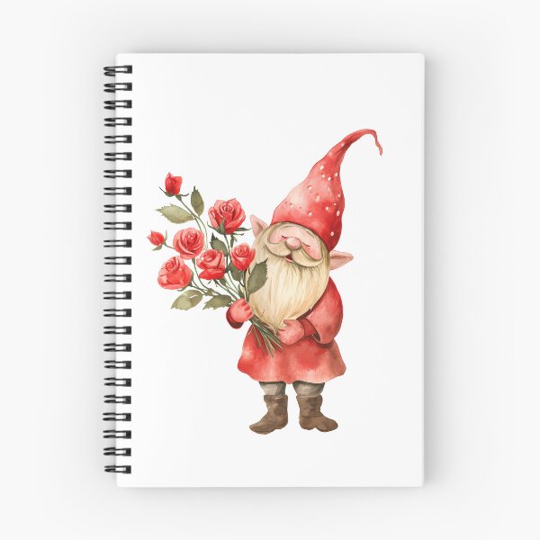 Item preview, Gnome man clip art with red roses watercolor. designed and sold by Meennieartwork.