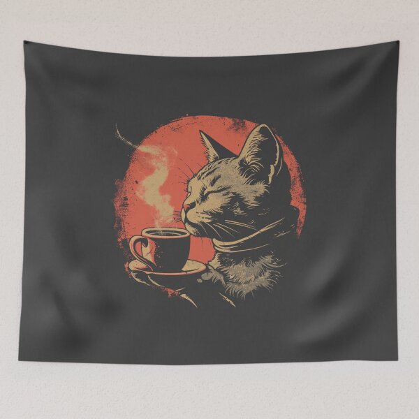 Item preview, Barista Cat Smelling Coffee designed and sold by CleverboyDsgns.