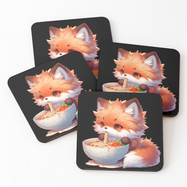 Item preview, Kawaii Fox Eating Ramen 2 designed and sold by Totally4Ryo.