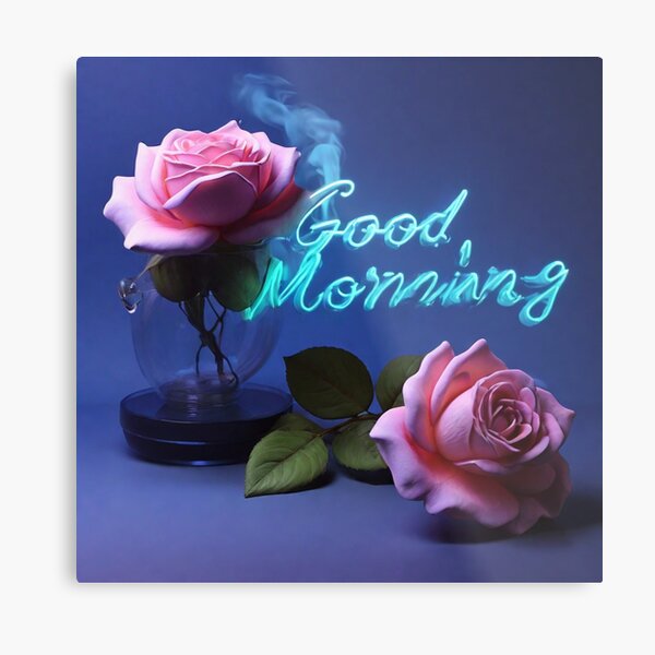 Item preview, "Good Morning" in blue rose smoke neon background designed and sold by MD Rauful Al Amin.