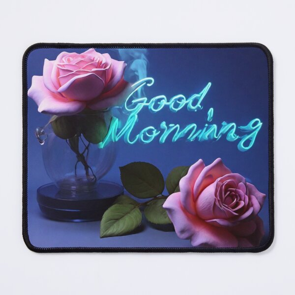 Item preview, "Good Morning" in blue rose smoke neon background designed and sold by MD Rauful Al Amin.