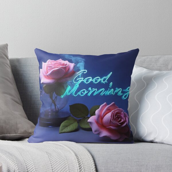 Item preview, "Good Morning" in blue rose smoke neon background designed and sold by MD Rauful Al Amin.