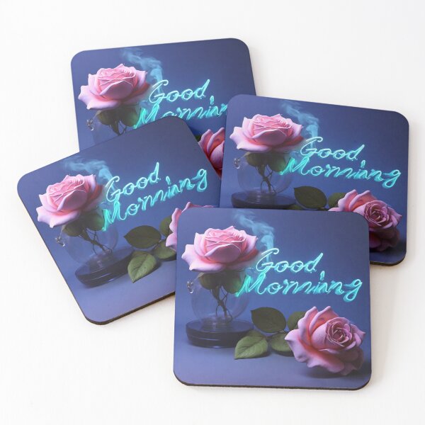 Item preview, "Good Morning" in blue rose smoke neon background designed and sold by MD Rauful Al Amin.
